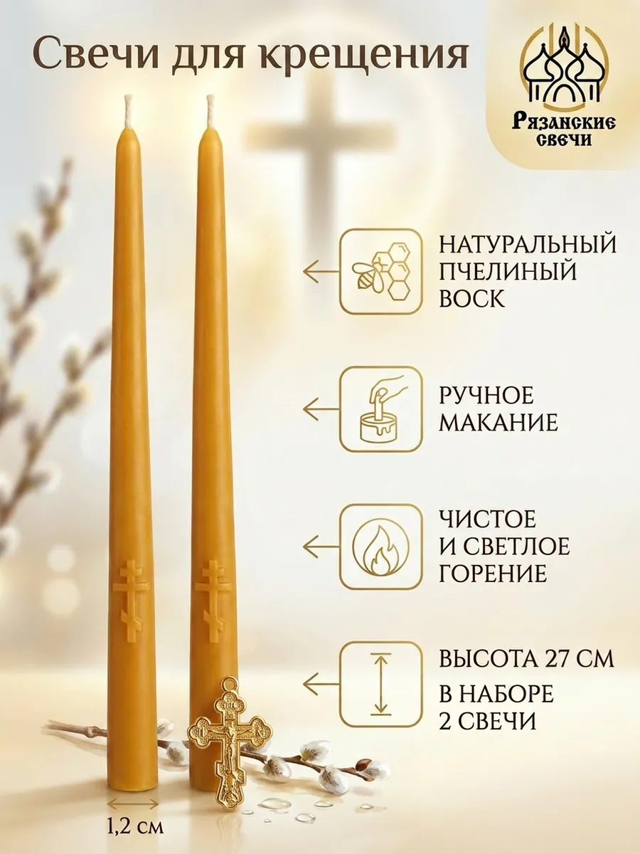 Свечи для крещения - 2 шт., освященные