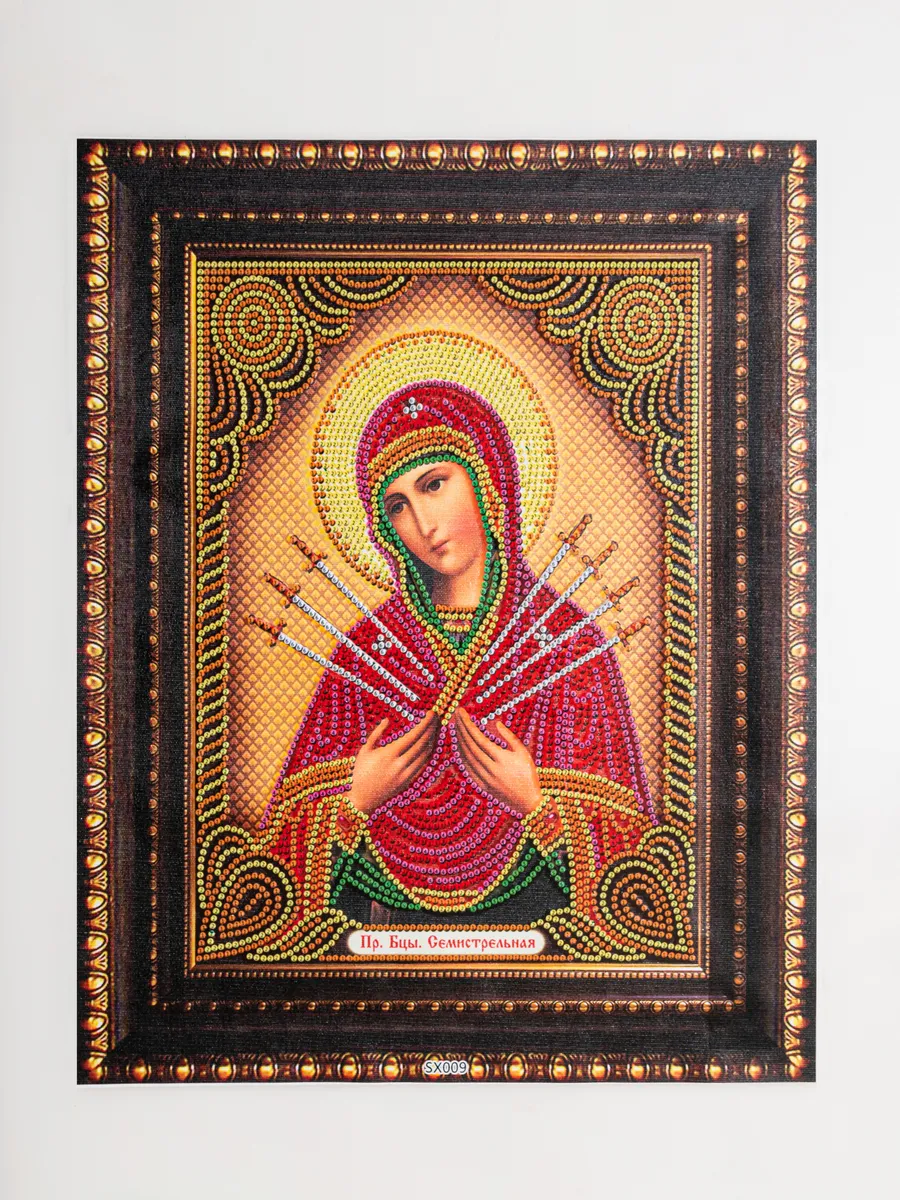 Алмазная мозаика Божья Матерь Семистрельная 30x40 — изображение 3